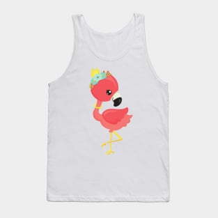 Princess Flamingo, Flowers, Crown, Cute Flamingo Tank Top